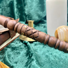 Load image into Gallery viewer, 14&quot; Walnut Wand, Slightly Springy, with Rougarou Hair
